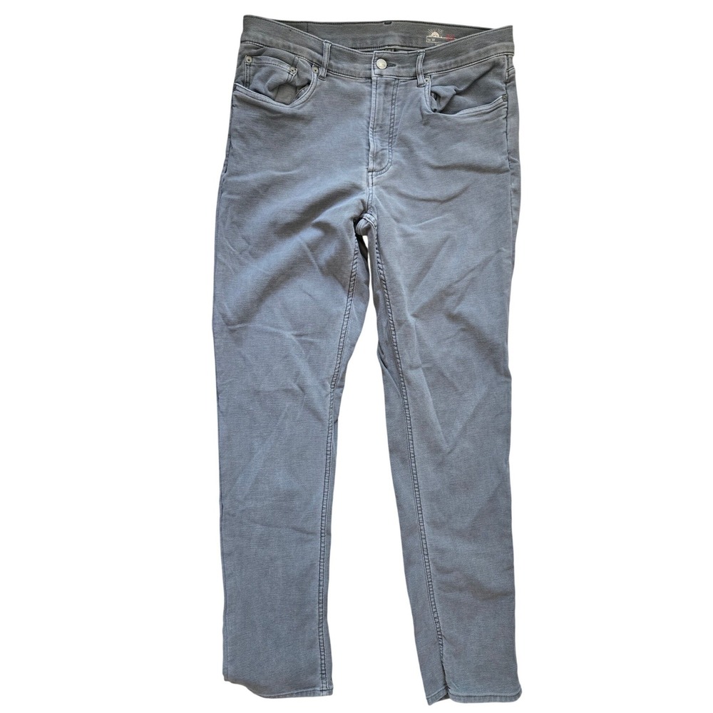 Faherty Stretch Terry Gray Straight Jeans Size 33 Casual Minimalist Denim